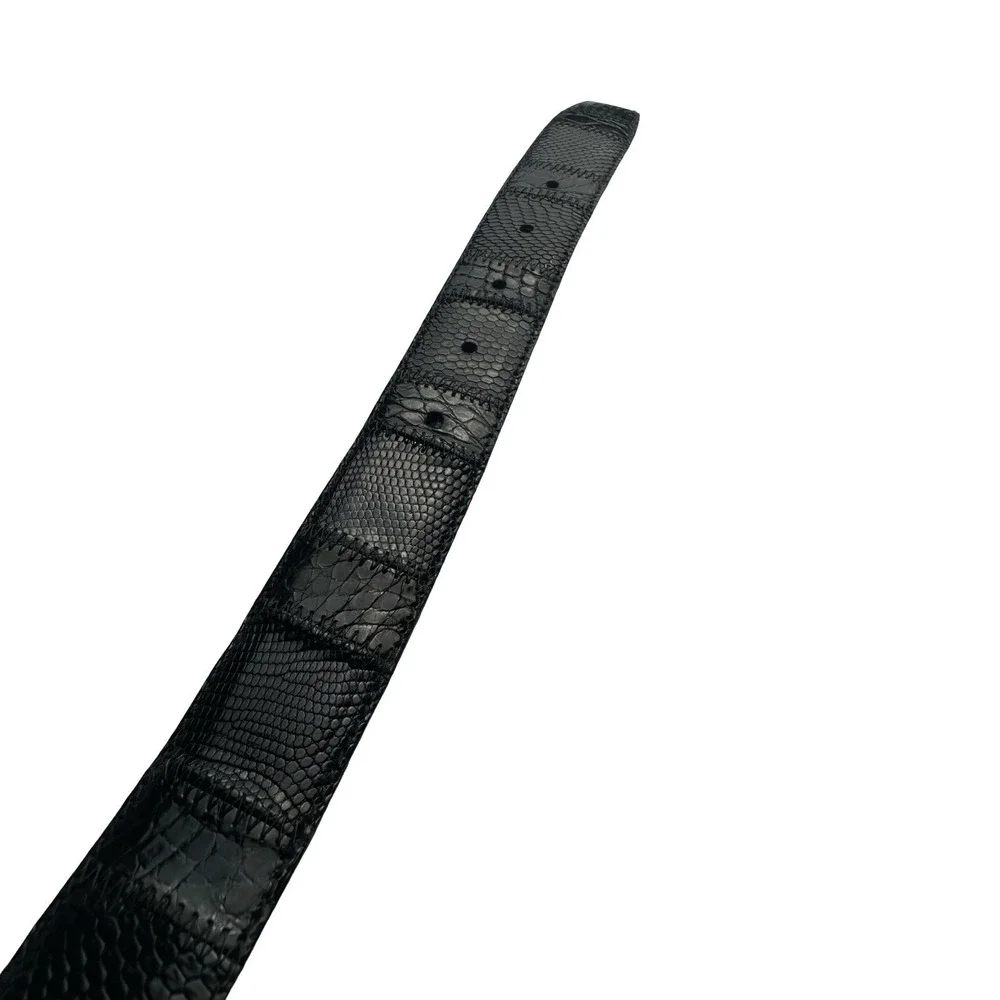 Bespoke Alligator Lizard Patchwork Mens Black Brass Buckle Belt 36 Exotic Skin